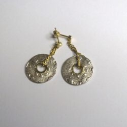 Ohrring Silber und Gold mit Applikationen